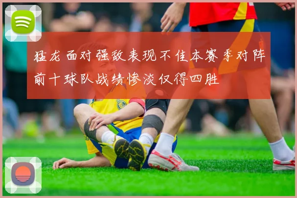 猛龙面对强敌表现不佳本赛季对阵前十球队战绩惨淡仅得四胜